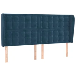 Vidaxl Vzglavje z ušesi temno modra 183x23x118/128 cm žamet