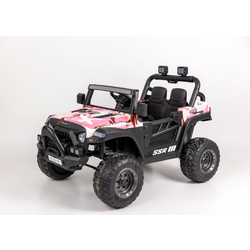 Jeep Brothers Sport na akumulator sa kožnim sedištem i mekim gumama - Pink