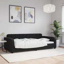 shumee Raztegljiva postelja črna 100x200 cm žamet