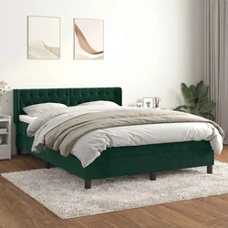 Vidaxl Box spring postelja z vzmetnico temno zelena 140x200 cm žamet