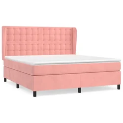 Vidaxl Box spring postelja z vzmetnico roza 180x200 cm žamet