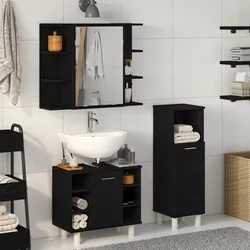 Set namještaja za kupaonicu Zidne 3 pcs Crna 30 x 30 x 99,5 cm