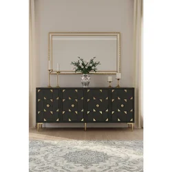 Hanah Home komoda Moka 150, 150 cm, antracit / zlatna
