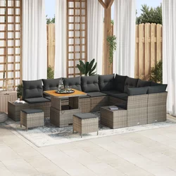 Sjedeća garnitura za vrt s jastukom 12 pcs Siva poliratan