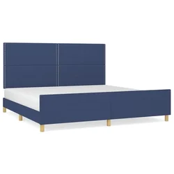 Vidaxl Posteljni okvir brez vzmetnice moder 200x200 cm blago