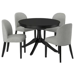 ROSENTORP / ROSENTORP Sto i 4 stolice, crna/Tibbleby bežsiva crna, 110/155 cm