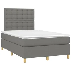 Vidaxl Box spring postelja z vzmetnico temno siva 120x190 cm blago