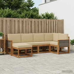 Set vanjskih sofa s jastukom 6 pcs Prirodna i bež Poliester