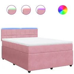 Vidaxl Box spring postelja z vzmetnico roza 160x200 cm žamet