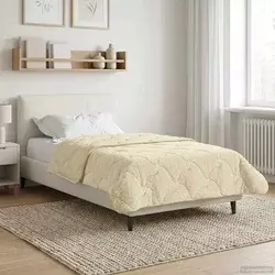 vidaXL Poletna odeja krema 155 x 220 cm Mikrofibra in Teddy flis