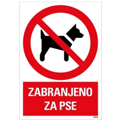 Samolepljiva nalepnica - zabranjeno za pse - 230x330mm