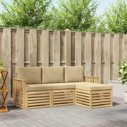 Set vanjskih sofa 4 pcs Bijela i bež 189,5 x 122,5 x 73 cm