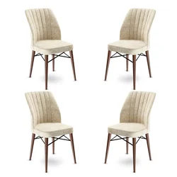 Hanah Home Set 4 trpezarijske stolice Flex Krem-Braon