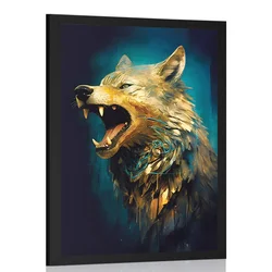 Plakat modro zlati volk - 30x45 white