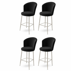 HANAH HOME Set 4 barske stolice Alte Black Chrome