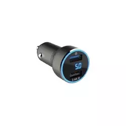 Winner Group - Auto punjač sa displejem 2xUSB-A Power Delivery 30W crn