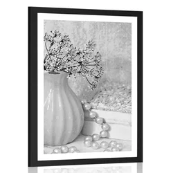 Plakat s paspartujem luksuzno zatišje v črnobeli varianti - 60x90 black