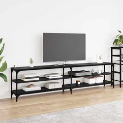 TV ormar Crni hrast 200 x 30 x 50 cm Obrađeno drvo i čelik