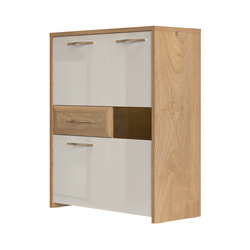 JELA VITRINA V96-3KS1F/GL - kolekcija Gala - Pacifik orah/Bež Lak - 96x115x41 cm