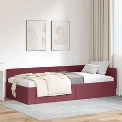 vidaXL Kotna postelja z vzglavjem vinsko rdeča 90 x 200 cm