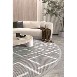 Conceptum Hypnose Tepih Vetrina 3605, O160 cm, Sivo-beli