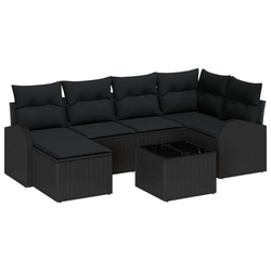 Set sofe s jastukom s pohranom 7 pcs Crna poliratan