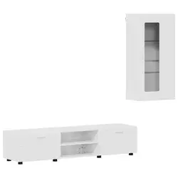 Set TV komoda FLORIN 3 pcs Visoki sjaj bijela Konstruirano drvo