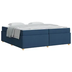 Vidaxl Konstrukcija postelje z vzmetnico Modra 200 x 200 cm blago