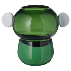 IKEA PS 2026 Vaza, staklo/zelena/bela, 22 cm