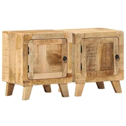 Noćni ormarić 2 kom 40x32x46 cm puno drvo grubo mango