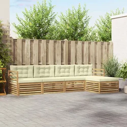 Set vanjskih sofa 5 kom. Bijela i krem Poliester