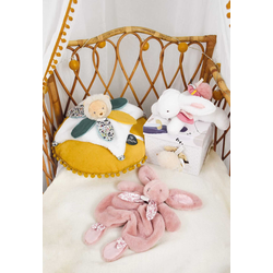 Plyšový zajačik na maznanie Bunny Comforter Pink Doudou et Compagnie v darčekovom balení ružový 29 cm od 0 mes DC4146
