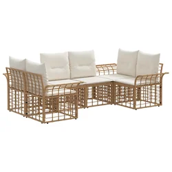 Set vanjskih sofa 6 pcs Prirodna i krema bijela Poliester