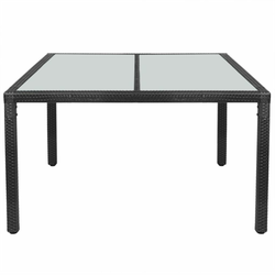 VIDAXL zunanja jedilna miza poli ratan 150x90x75 cm črne barve