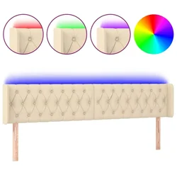 Vidaxl LED posteljno vzglavje krem 183x16x78/88 cm blago