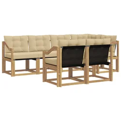 Set vanjskih sofa s jastukom 7 pcs Bijela i bež
