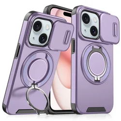 Maska za mobilni telefon iPhone 15 CAMSHIELD RING STAND, Ljubičasta