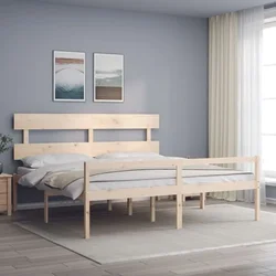 Vidaxl Postelja za starejše z vzglavjem 200x200 cm trdnega lesa