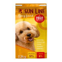 SUN LINE Kompletna hrana za odrasle pse Dog sa govedinom, piletinom i svinjetinom, 12 kg