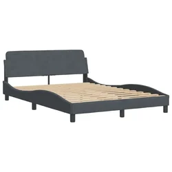 Vidaxl Posteljni okvir Dover temno siv 140x190 cm žamet