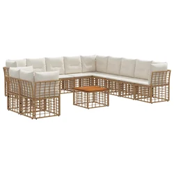 Set vanjskih sofa 12 pcs Prirodna i krema bijela Poliester