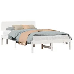 Vidaxl Konstrukcija postelje Bela 120 x 190 cm Masivno borovo les
