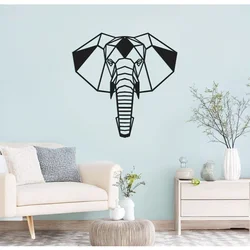 WallXpert metalni zidni ukras DEC-BL006, geometrijska glava slona sa ispunjenim ušima, 40 x 35 cm, crni