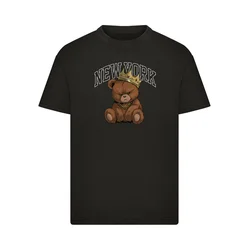 Mister Tee Majica NY Crowned Bear umbra / temno rjava / črna / bela