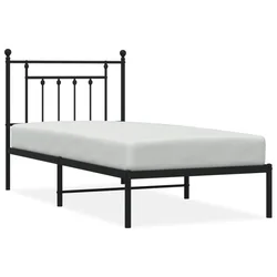 Vidaxl Kovinski posteljni okvir z vzglavjem črn 90x190 cm
