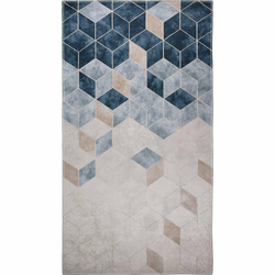 Temno moder-kremni pralni tekač 200x80 cm - Vitaus