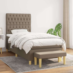 Vidaxl Box spring postelja z vzmetnico taupe 90x190 cm blago