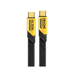 WDC-192 Kabl 3.1 USB tip C M/M 1m, za Superbrzo punjenje 100W/480Mbps, flat-crno-žuti
