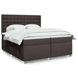 vidaXL Box spring postelja z vzmetnico temno rjav 200x200 cm blago, (21302321)