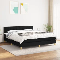 shumee Box spring postelja z vzmetnico črna 160x200 cm blago